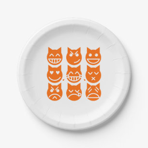 The 9 Lives of the Emoji Cat Paper Plate