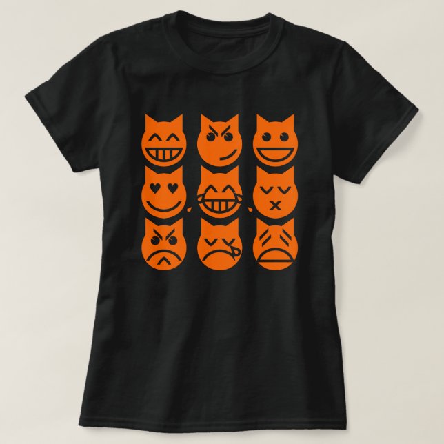 The 9 Lives of the Emoji Cat T-Shirt (Design Front)