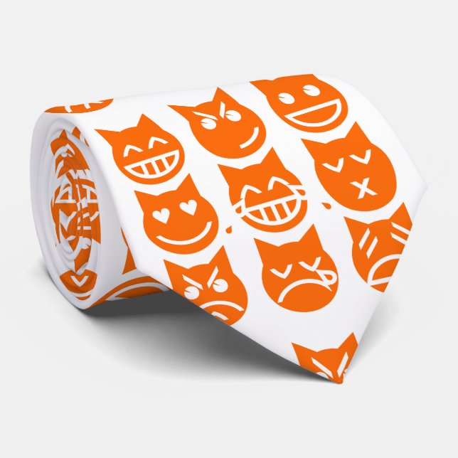 The 9 Lives of the Emoji Cat Tie (Rolled)