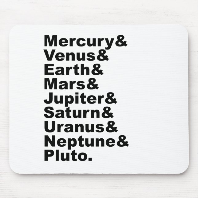 The 9 Planets of The Solar System (Pre 2006) Mouse Pad (Front)