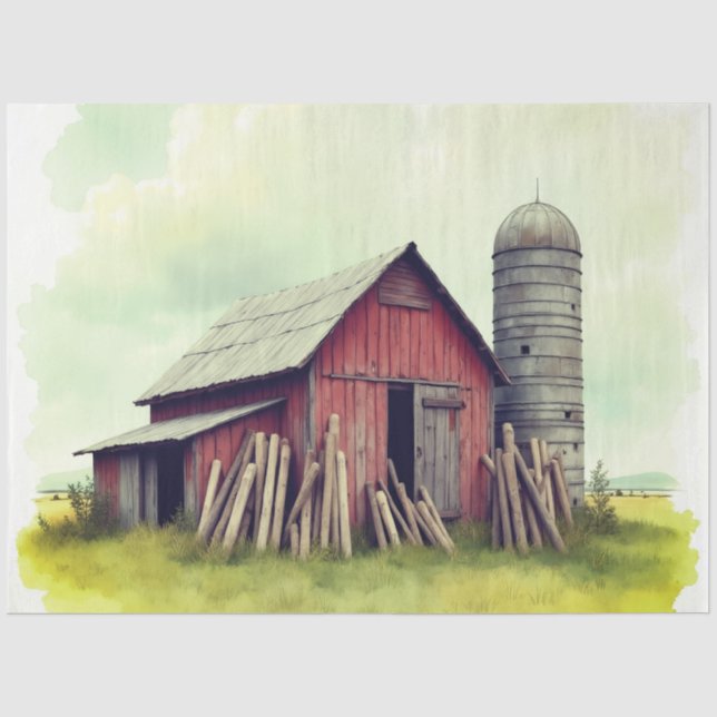 The abandoned old red barn tissue paper (Front)