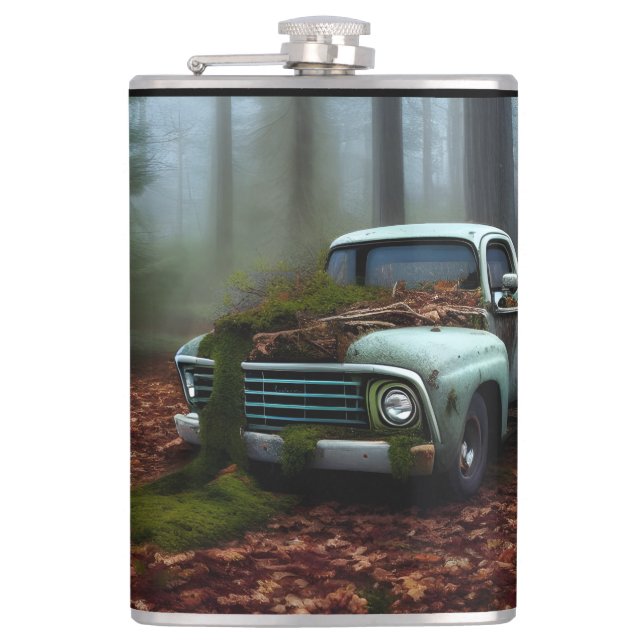 The Abandoned Truck  Digital Art   Hip Flask (Front)