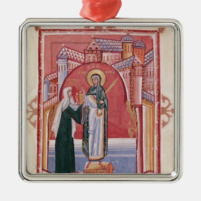 The Abbess Hilda offering Metal Tree Decoration (Front)