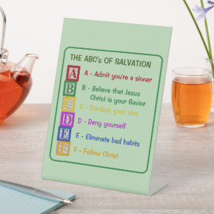 The ABC's of Salvation Pedestal Sign