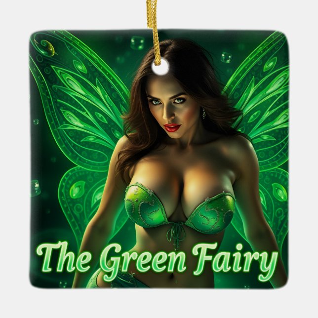 The Absinthe Green Fairy Ceramic Ornament (Front)