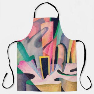 The abstract composition is drawn with watercolors apron