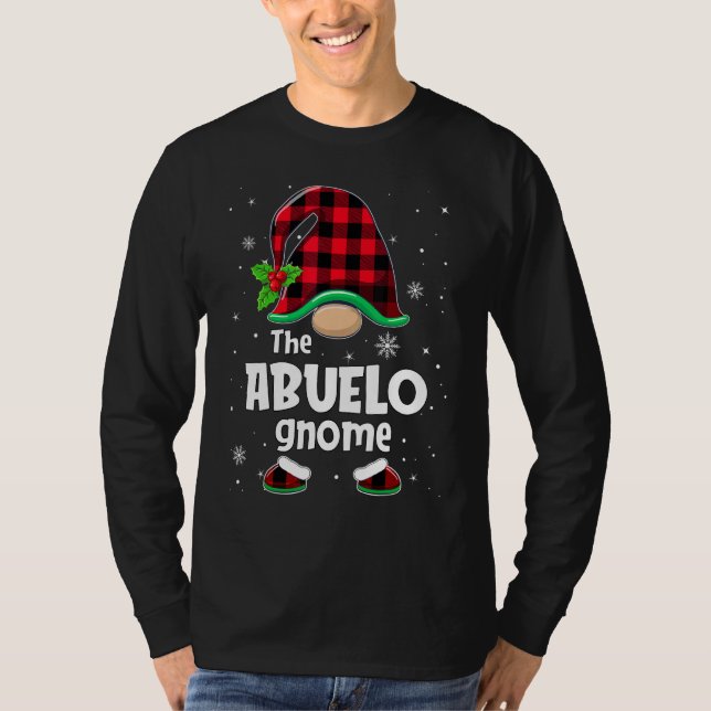 The Abuelo Gnome Buffalo Plaid Christmas Matching  T-Shirt (Front)