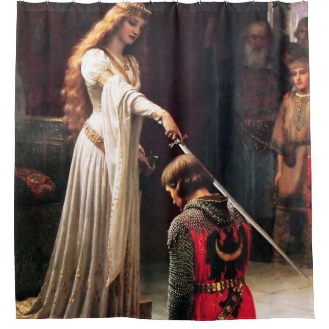 “The Accolade” Mediaeval Painting by Edmund Blair  Shower Curtain (Front)