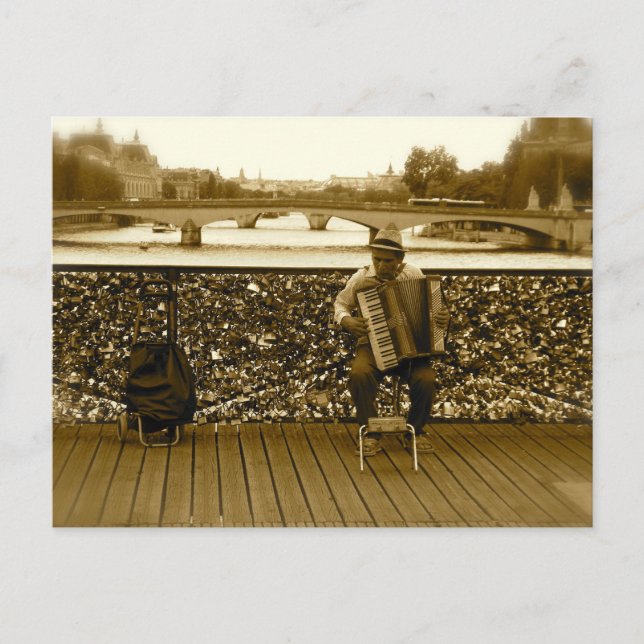 The Accordion Player - Pont des Arts, Paris Postcard (Front)