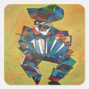 The Accordionist Cubism Art Square Sticker