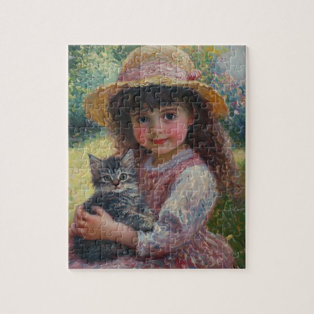 The Adorable Little Girl and Her Cat Jigsaw Puzzle (Vertical)