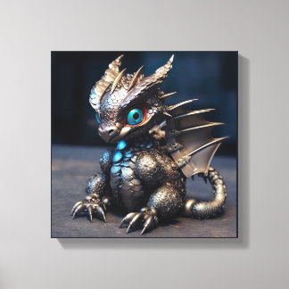 The Adorable Metal Baby Dragon Canvas Print