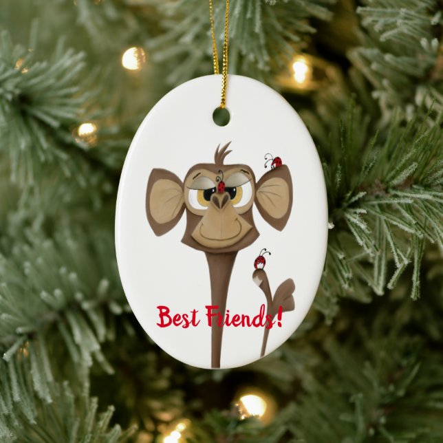 The Adorable Monkey and His Ladybug Friends Ceramic Tree Decoration (Tree)