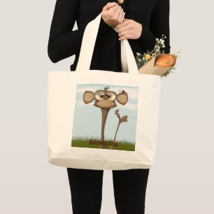 The Adorable Monkey and His Ladybug Friends Large Tote Bag