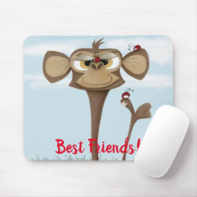 The Adorable Monkey and His Ladybug Friends Mouse Pad (With Mouse)