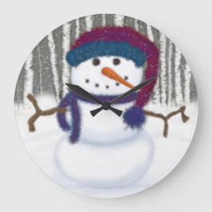 The Adorable Puffy The Snowman Large Clock