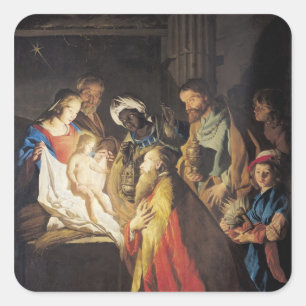 The Adoration of the Magi 2 Square Sticker