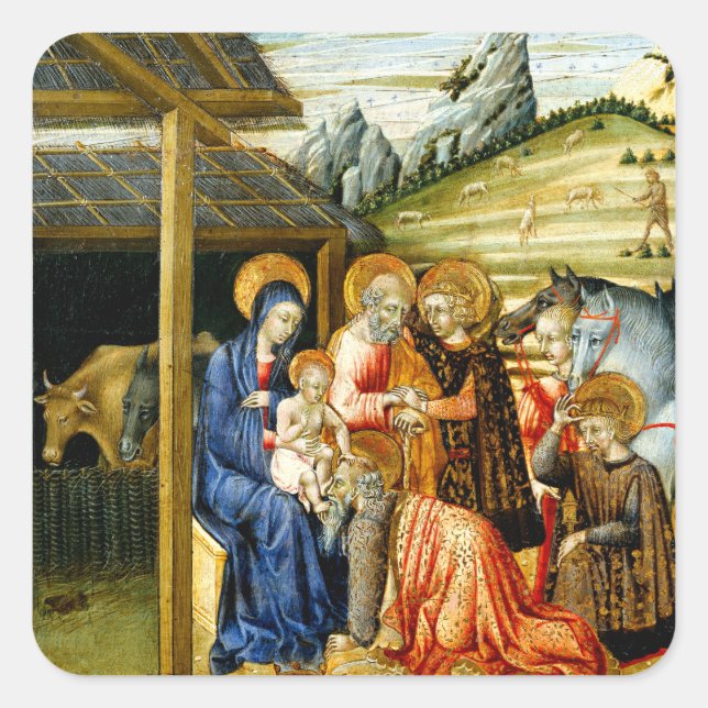 The Adoration of the Magi by Giovanni di Paolo Square Sticker (Front)