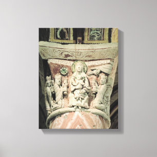 The Adoration of the Magi, column capital (stone) Canvas Print