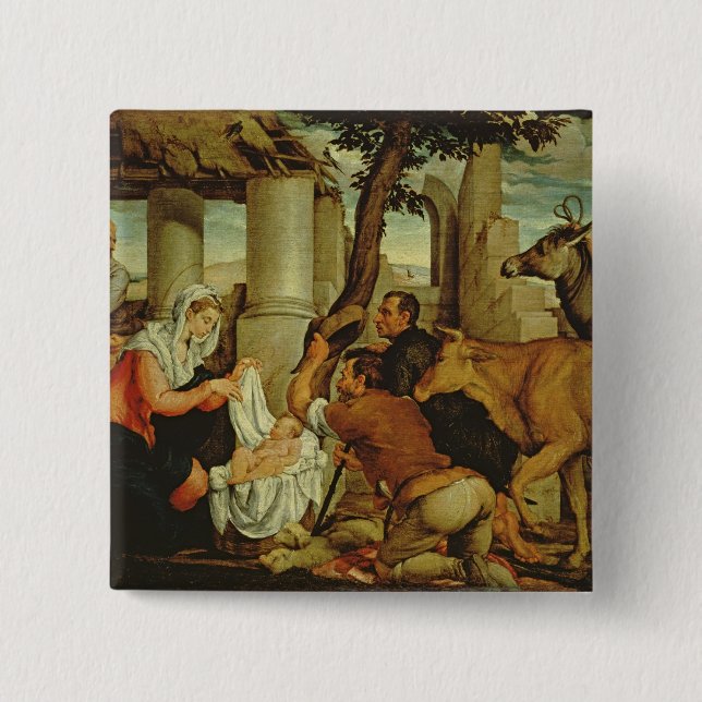 The Adoration of the Shepherds 15 Cm Square Badge (Front)