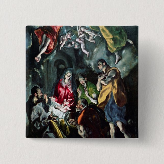 The Adoration of the Shepherds 15 Cm Square Badge (Front)