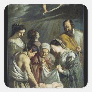 The Adoration of the Shepherds, c.1630-32 Square Sticker