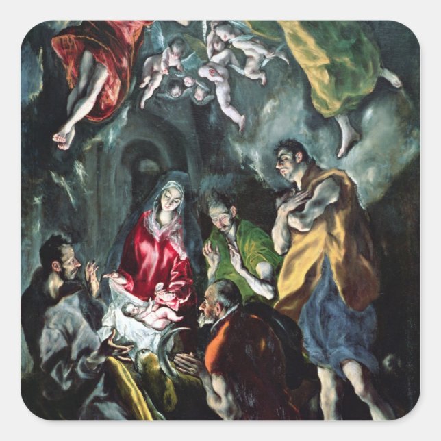 The Adoration of the Shepherds Square Sticker (Front)