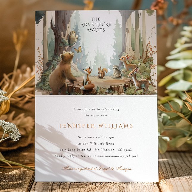The Adventure Awaits Woodland Baby Shower Invitation (Creator Uploaded)