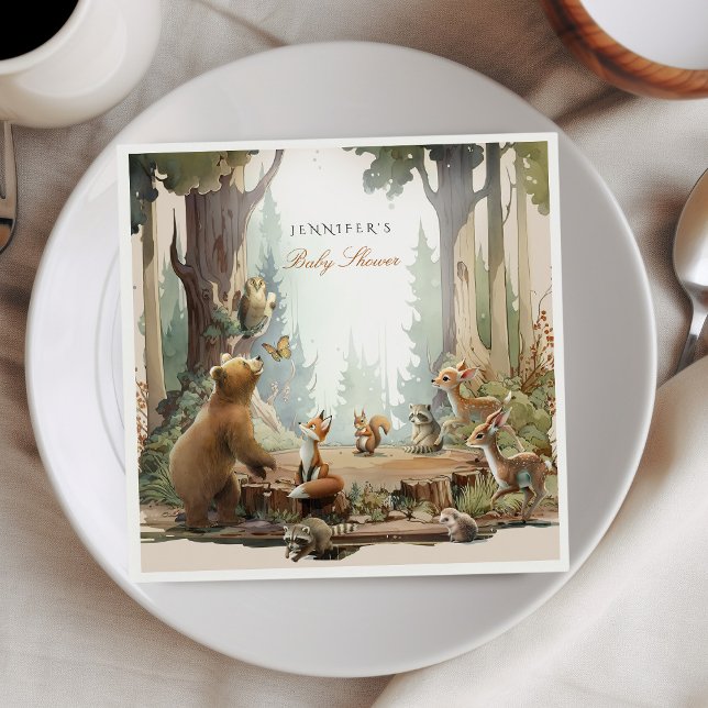 The Adventure Awaits Woodland Baby Shower Napkin (Creator Uploaded)