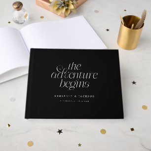 The Adventure Begins Black Wedding Guest Book
