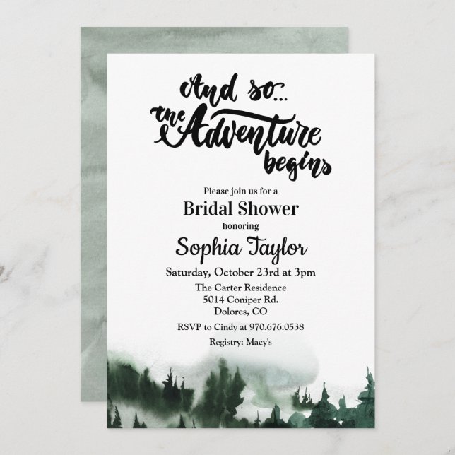 The Adventure Begins Bridal Shower Invitation (Front/Back)