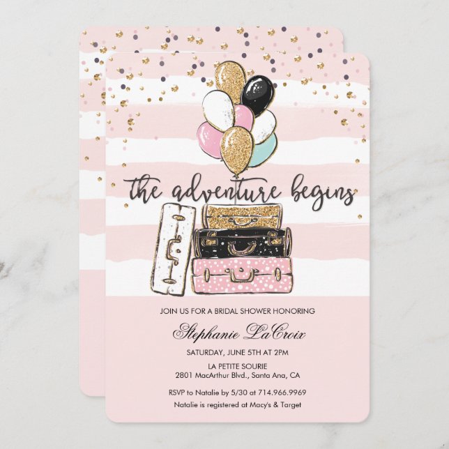 The Adventure Begins Bridal Shower Invitation (Front/Back)