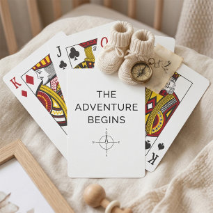 The Adventure Begins Cute New Baby Announcement Playing Cards