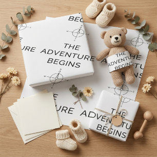 The Adventure Begins Cute New Baby Announcement Wrapping Paper