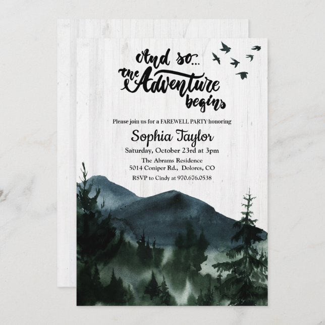 The Adventure Begins Farewell Party Invitation (Front/Back)