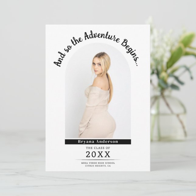 The Adventure Begins Graduation Announcement  (Standing Front)