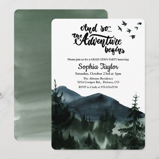 The Adventure Begins Graduation Party Invitation (Front/Back)