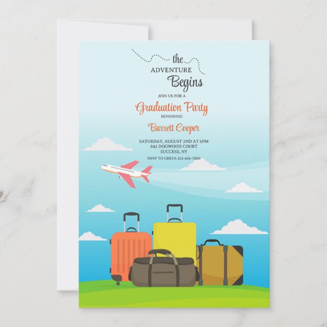 The Adventure Begins Graduation Party Invitations (Front)