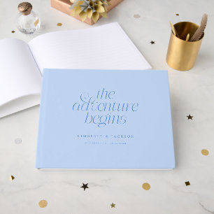 The Adventure Begins Icy Blue Wedding Guest Book