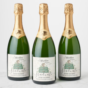The Adventure Begins Journey Graduation Favour Sparkling Wine Label