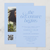 The Adventure Begins Minimal Icy Blue Wedding