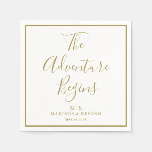 The Adventure Begins Minimal Wedding Napkins
