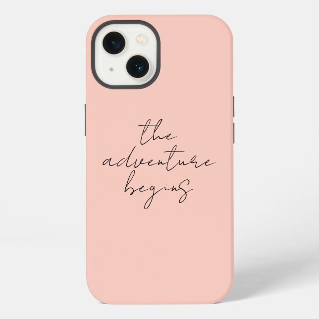 The Adventure Begins Minimalistic Calligraphy  iPhone Case (Back)