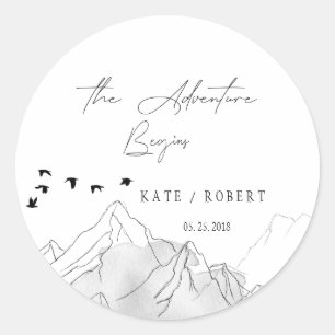 The Adventure Begins Modern Classic Round Sticker