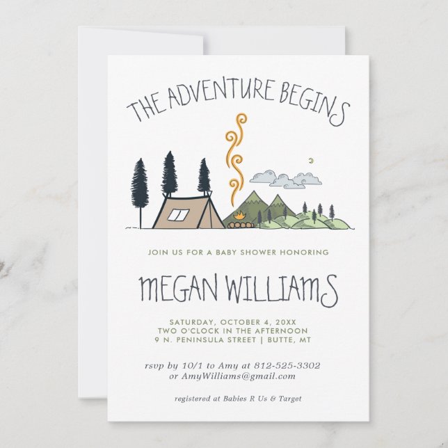 The Adventure Begins | Mountain Baby Shower (Front)