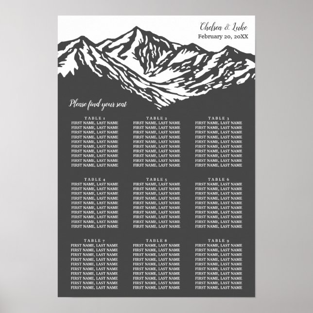 The Adventure Begins Mountain Seating Chart (Front)
