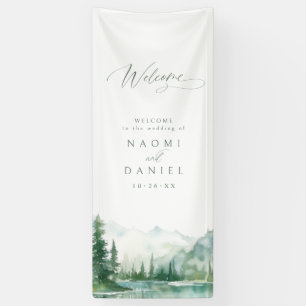 The Adventure Begins Mountain Wedding Welcome Banner
