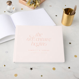 The Adventure Begins Peach Wedding Guest Book