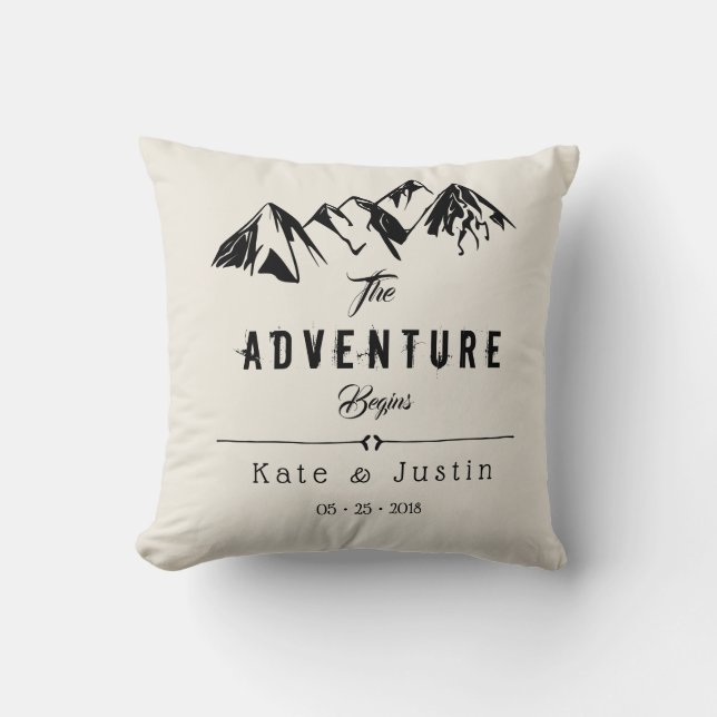 The Adventure Begins⎢ Personalised Throw Pillow (Front)