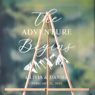 The Adventure Begins Personalized Wedding Welcome Acrylic Sign